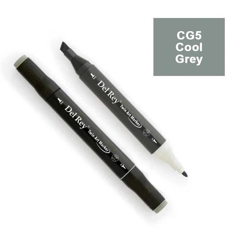 DEL REY TWIN MARKER CG5 COOL GREY ÇİFT UÇLU GRAFİK KALEMİ MN-DRCG5 (Best)