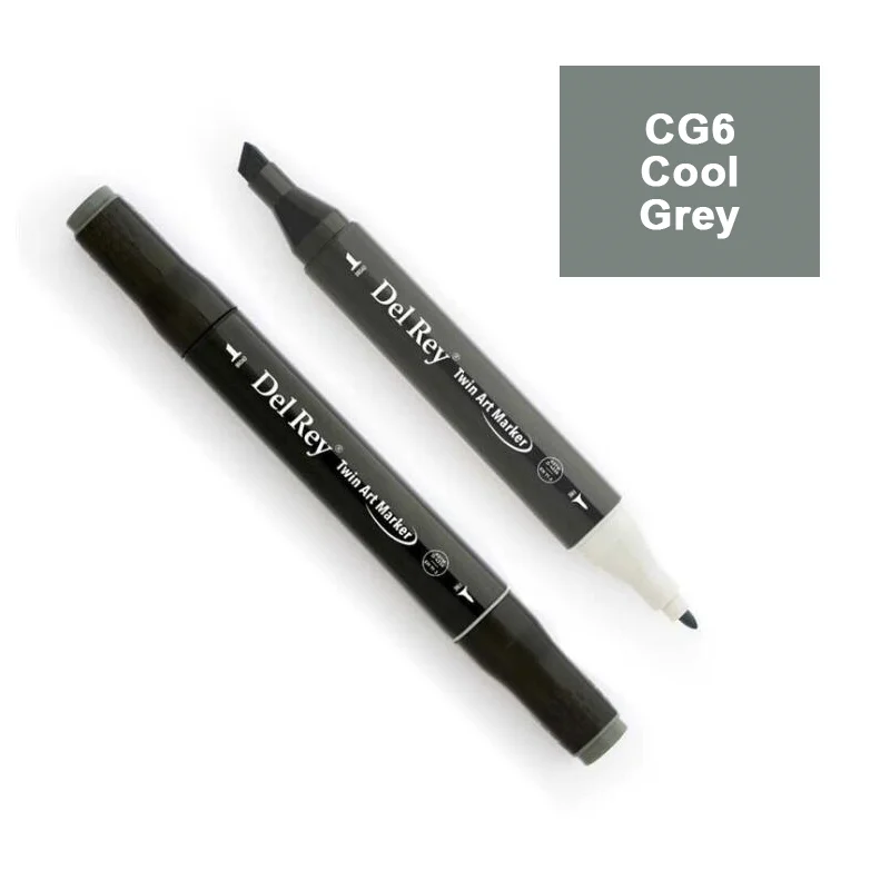 DEL REY TWIN MARKER CG6 COOL GREY ÇİFT UÇLU GRAFİK KALEMİ MN-DRCG6 (Best)