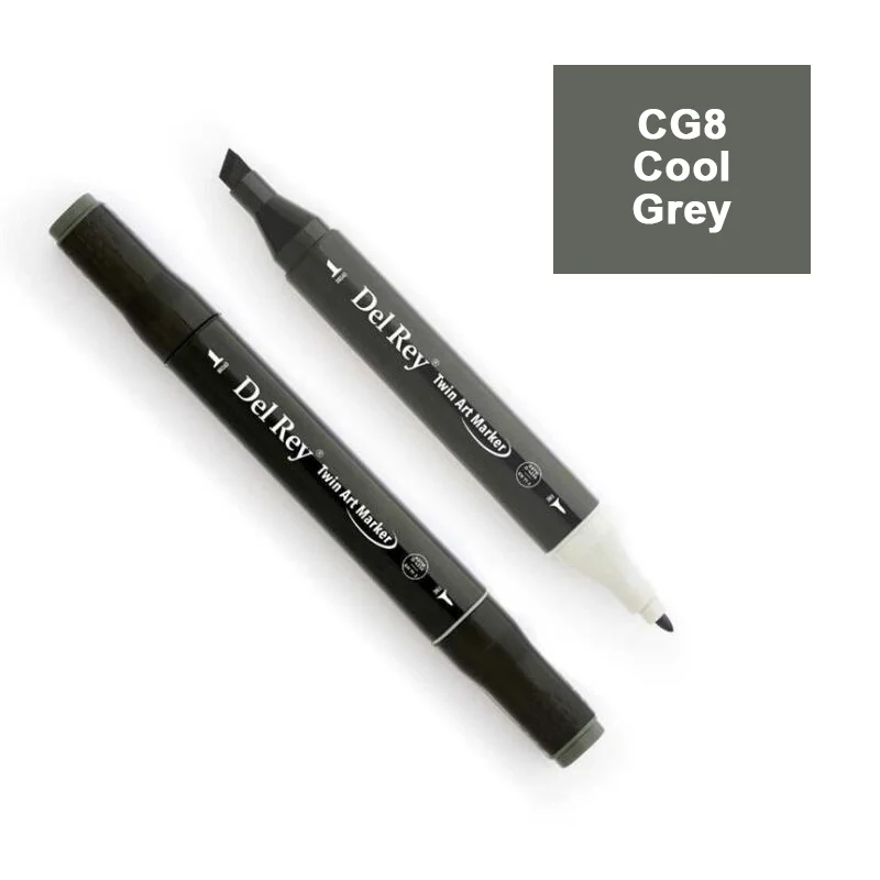 DEL REY TWIN MARKER CG8 COOL GREY ÇİFT UÇLU GRAFİK KALEMİ MN-DRCG8 (Best)