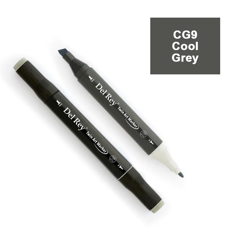 DEL REY TWIN MARKER CG9 COOL GREY ÇİFT UÇLU GRAFİK KALEMİ MN-DRCG9 (Best)