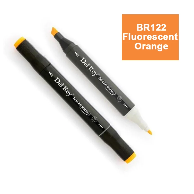 DEL REY TWIN MARKER F122 FLUORESCENT ORANGE ÇİFT UÇLU GRAFİK KALEMİ MN-DR122 (Best)