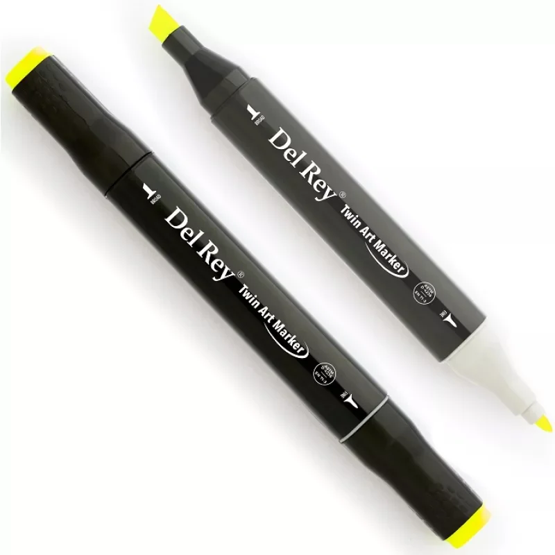 DEL REY TWIN MARKER F123 FLUORESCENT YELLOW ÇİFT UÇLU GRAFİK KALEMİ MN-DR123 (Best)