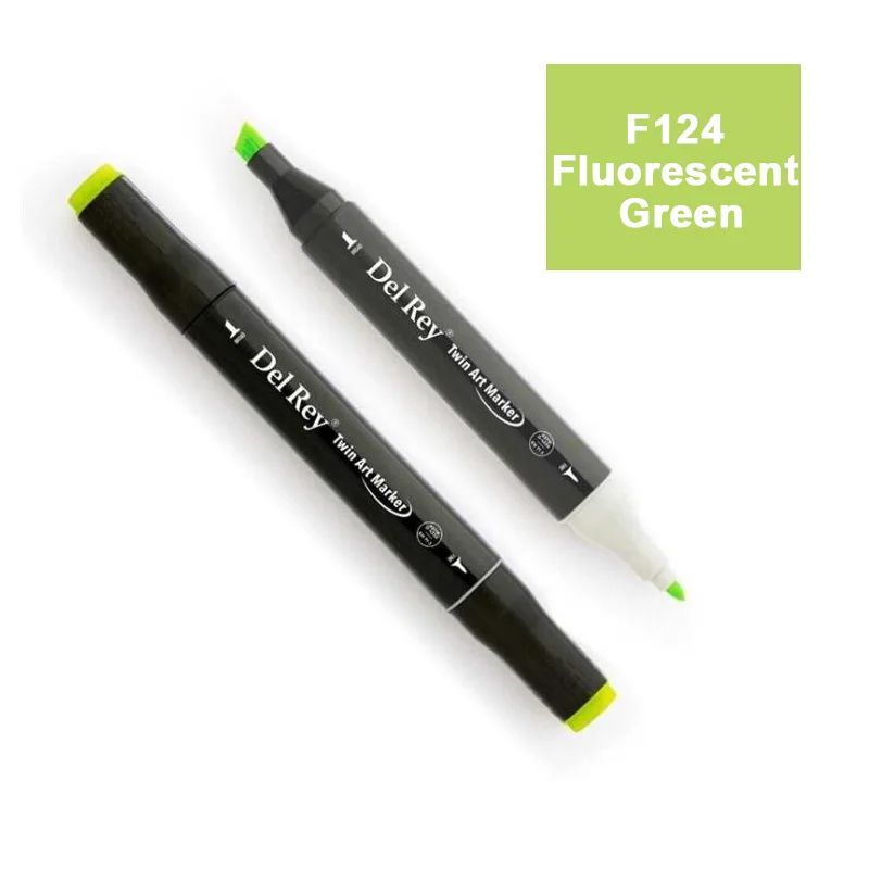 DEL REY TWIN MARKER F124 FLUORESCENT GREEN ÇİFT UÇLU GRAFİK KALEMİ MN-DR124 (Best)