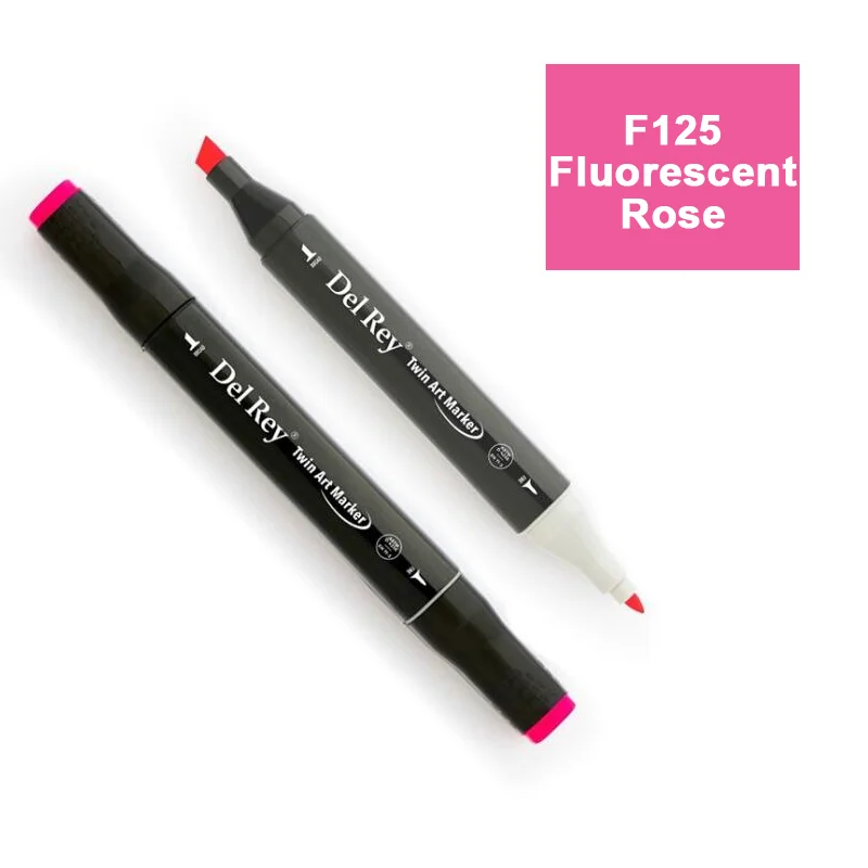 DEL REY TWIN MARKER F125 FLUORESCENT ROSE ÇİFT UÇLU GRAFİK KALEMİ MN-DR125 (Best)