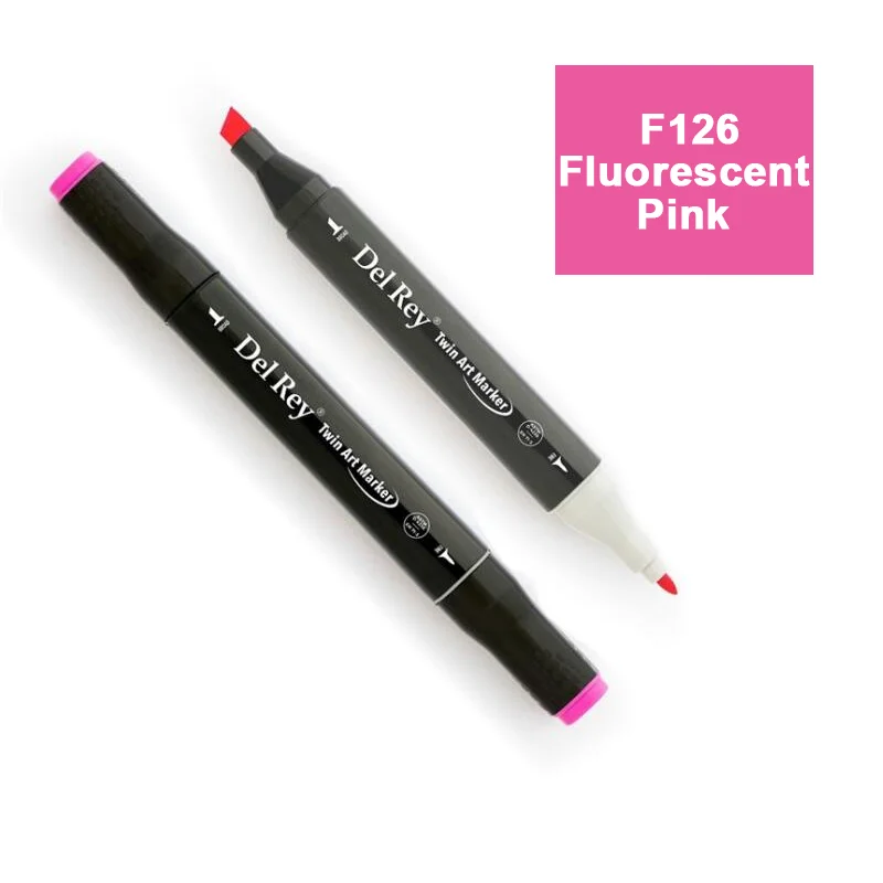 DEL REY TWIN MARKER F126 FLUORESCENT PİNK ÇİFT UÇLU GRAFİK KALEMİ MN-DR126 (Best)