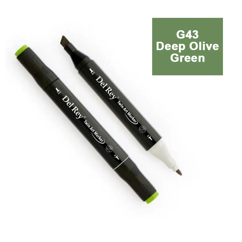 DEL REY TWIN MARKER G43 DEEP OLİVE GREEN ÇİFT UÇLU GRAFİK KALEMİ MN-DR043 (Best)