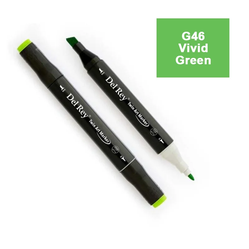 DEL REY TWIN MARKER G46 VİVİD GREEN ÇİFT UÇLU GRAFİK KALEMİ MN-DR046 (Best)
