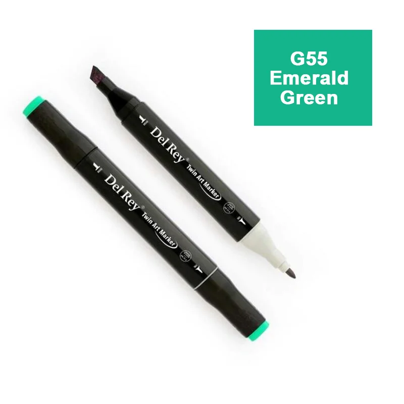 DEL REY TWIN MARKER G55 EMERALD GREEN ÇİFT UÇLU GRAFİK KALEMİ MN-DR055 (Best)