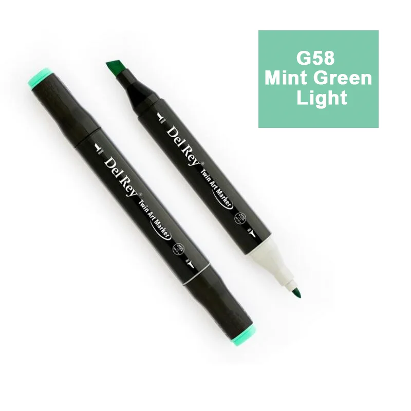 DEL REY TWIN MARKER G58 MİNT GREEN LİGHT ÇİFT UÇLU GRAFİK KALEMİ MN-DR058 (Best)