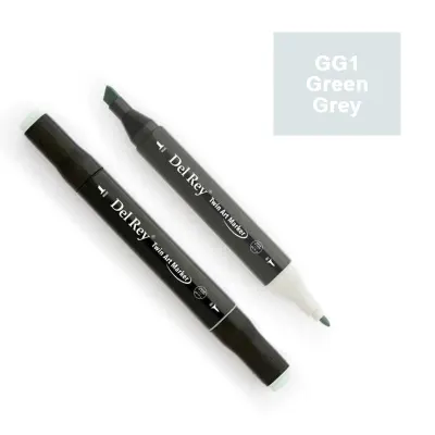 DEL REY TWIN MARKER GG1 GREEN GREY ÇİFT UÇLU GRAFİK KALEMİ MN-DRGG1 (Best)