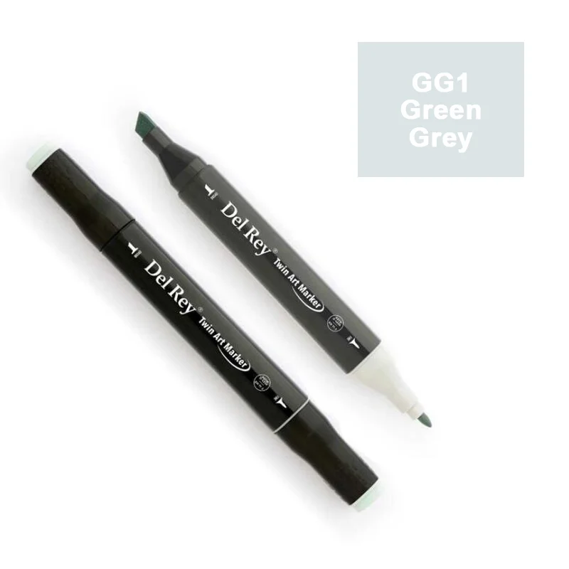 DEL REY TWIN MARKER GG1 GREEN GREY ÇİFT UÇLU GRAFİK KALEMİ MN-DRGG1 (Best)