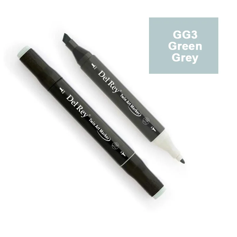 DEL REY TWIN MARKER GG3 GREEN GREY ÇİFT UÇLU GRAFİK KALEMİ MN-DRGG3 (Best)