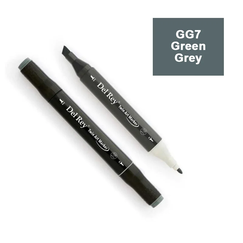 DEL REY TWIN MARKER GG7 GREEN GREY ÇİFT UÇLU GRAFİK KALEMİ MN-DRGG7 (Best)