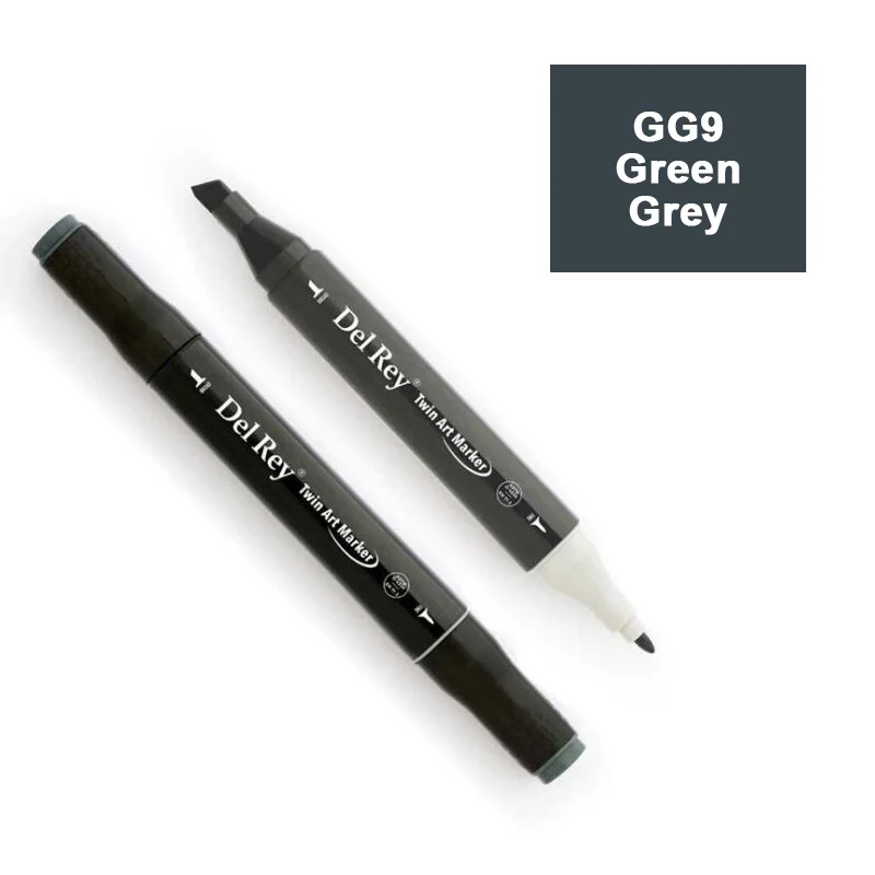 DEL REY TWIN MARKER GG9 GREEN GREY ÇİFT UÇLU GRAFİK KALEMİ MN-DRGG9 (Best)