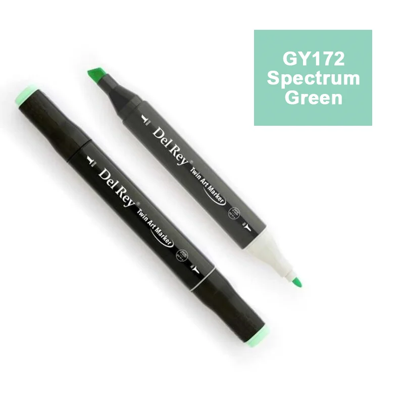 DEL REY TWIN MARKER GY172 SPECTRUM GREEN ÇİFT UÇLU GRAFİK KALEMİ MN-DR172 (Best)