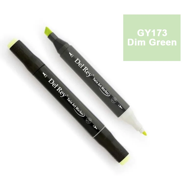 DEL REY TWIN MARKER GY173 DİM GREEN ÇİFT UÇLU GRAFİK KALEMİ MN-DR173 (Best)