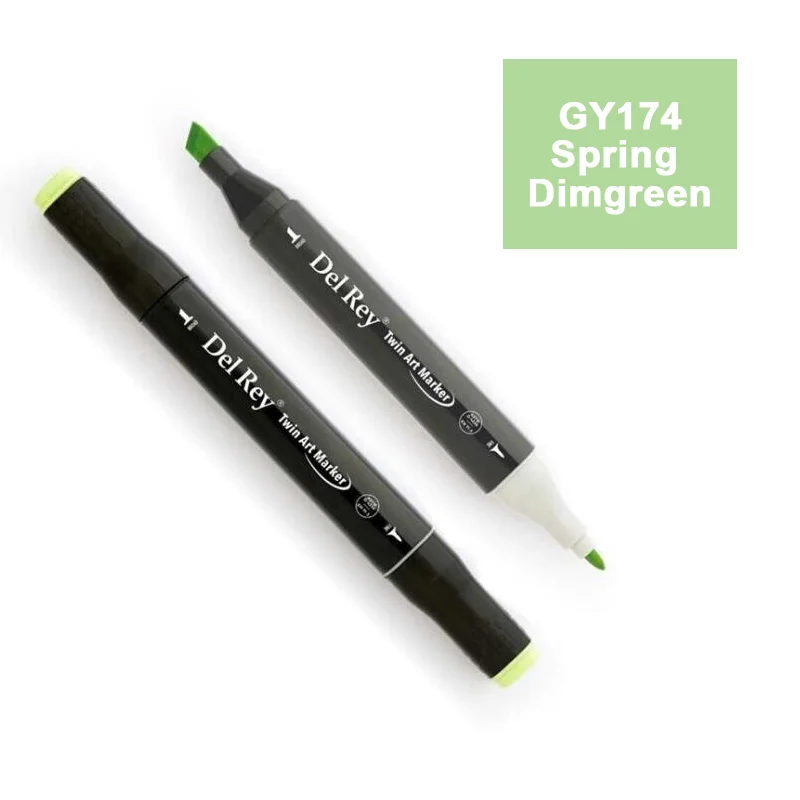 DEL REY TWIN MARKER GY174 SPRİNG DİMGREEN ÇİFT UÇLU GRAFİK KALEMİ MN-DR174 (Best)