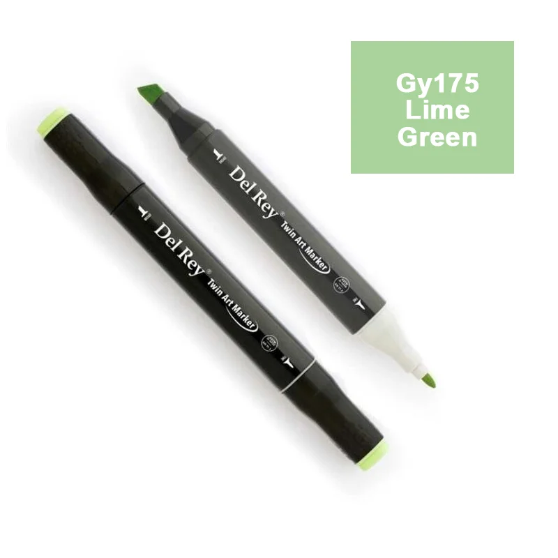 DEL REY TWIN MARKER GY175 LİME GREEN ÇİFT UÇLU GRAFİK KALEMİ MN-DR175 (Best)