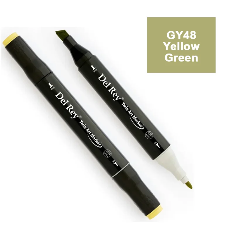 DEL REY TWIN MARKER GY48 YELLOW GREEN ÇİFT UÇLU GRAFİK KALEMİ MN-DR048 (Best)