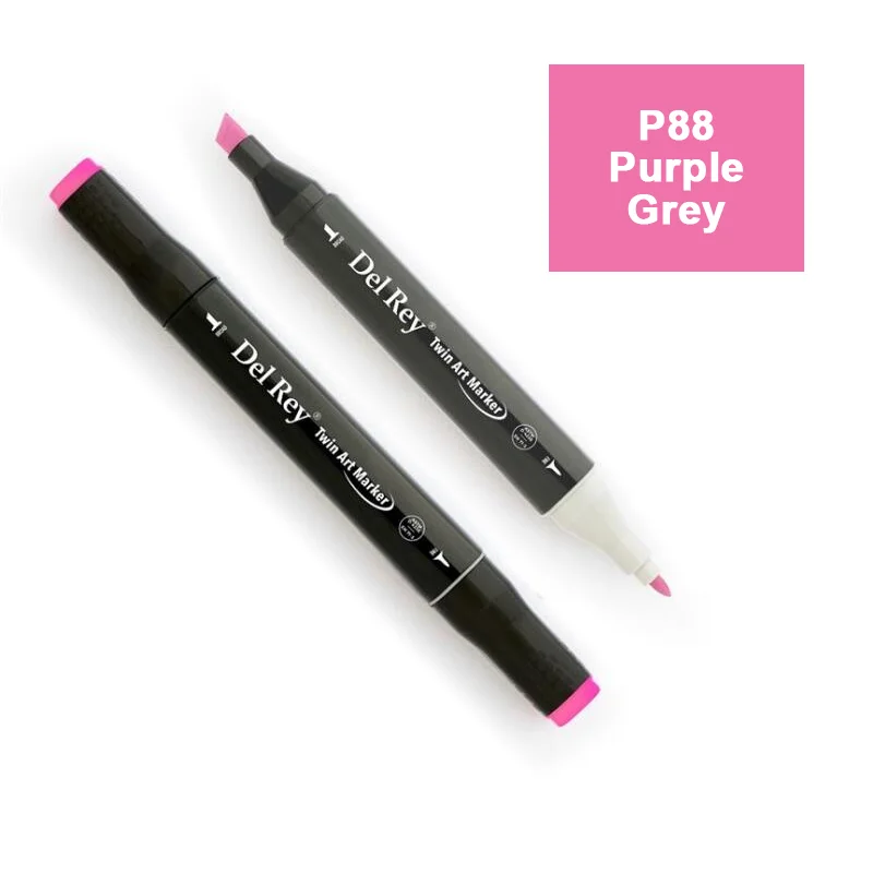 DEL REY TWIN MARKER P88 PURPLE GREY ÇİFT UÇLU GRAFİK KALEMİ MN-DR088 (Best)