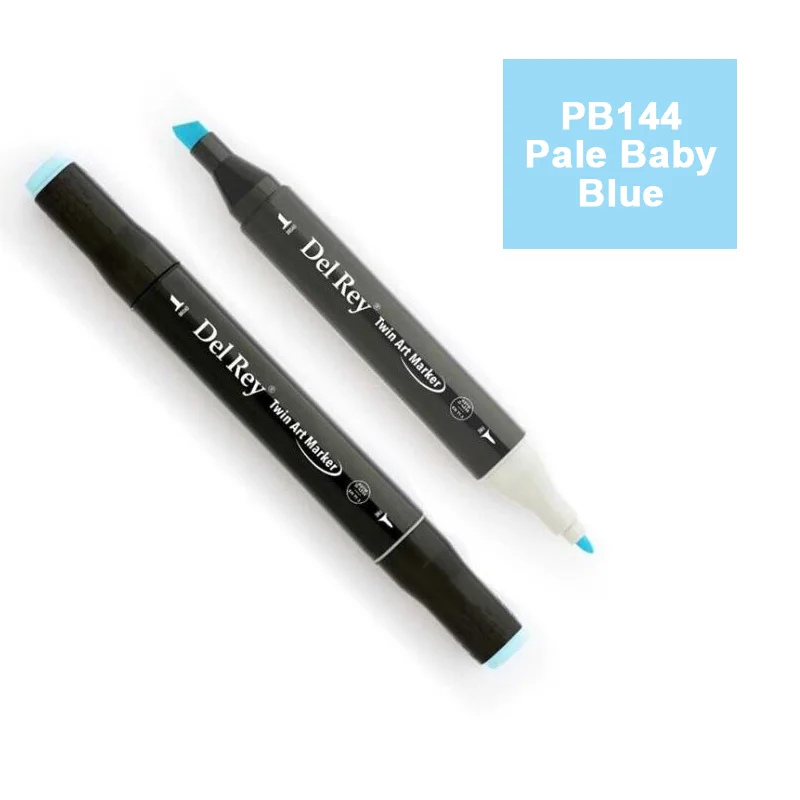 DEL REY TWIN MARKER PB144 PALE BABY BLUE ÇİFT UÇLU GRAFİK KALEMİ MN-DR144 (Best)