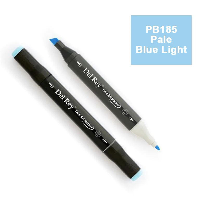 DEL REY TWIN MARKER PB185 PALE  BLUE LİGHT ÇİFT UÇLU GRAFİK KALEMİ MN-DR185 (Best)