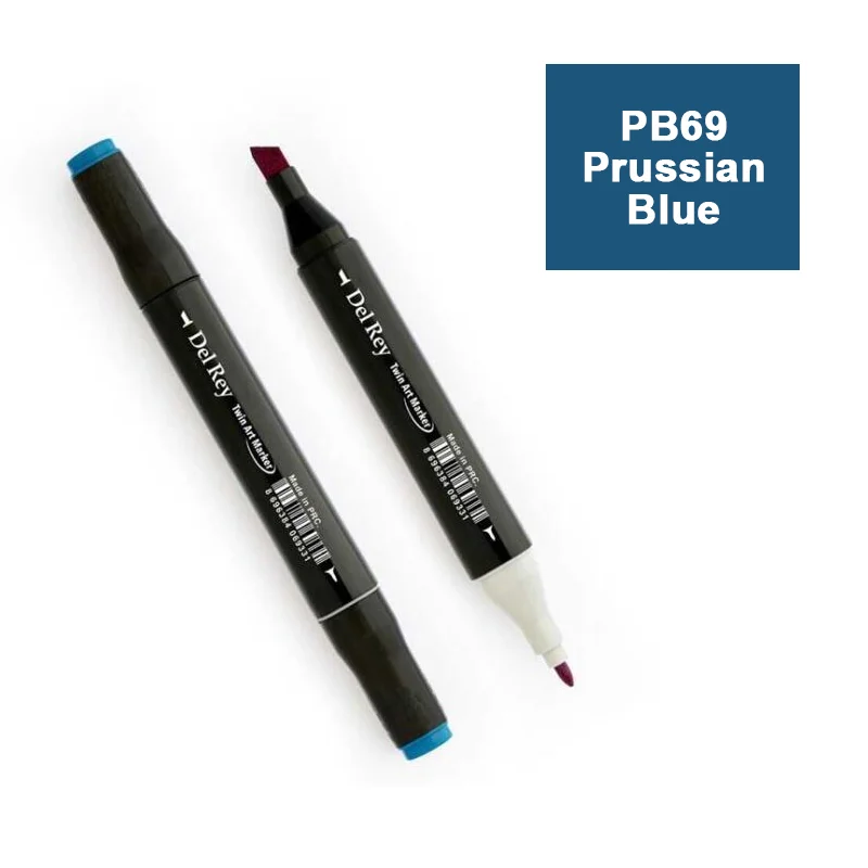 DEL REY TWIN MARKER PB69 PRUSSİAN BLUE ÇİFT UÇLU GRAFİK KALEMİ MN-DR069 (Best)