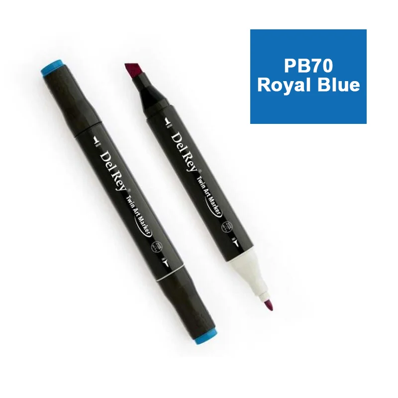 DEL REY TWIN MARKER PB70 ROYAL BLUE ÇİFT UÇLU GRAFİK KALEMİ MN-DR070 (Best)