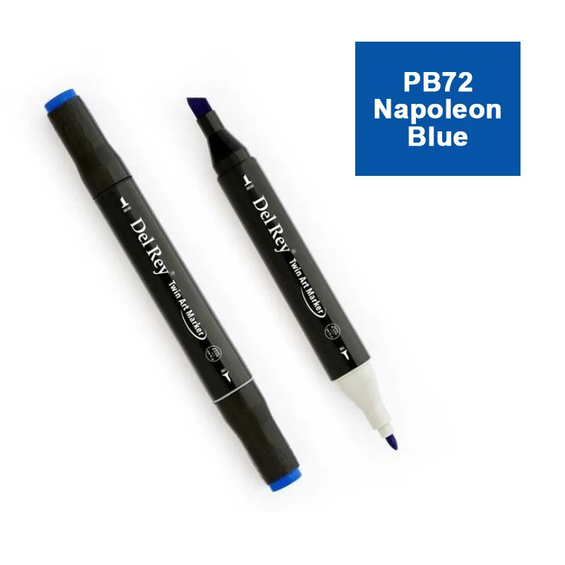 DEL REY TWIN MARKER PB72 NAPOLEON BLUE ÇİFT UÇLU GRAFİK KALEMİ MN-DR072 (Best)