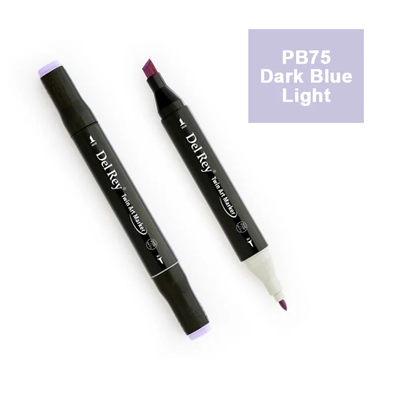 DEL REY TWIN MARKER PB75 DARK BLUE LİGHT ÇİFT UÇLU GRAFİK KALEMİ MN-DR075 (Best)