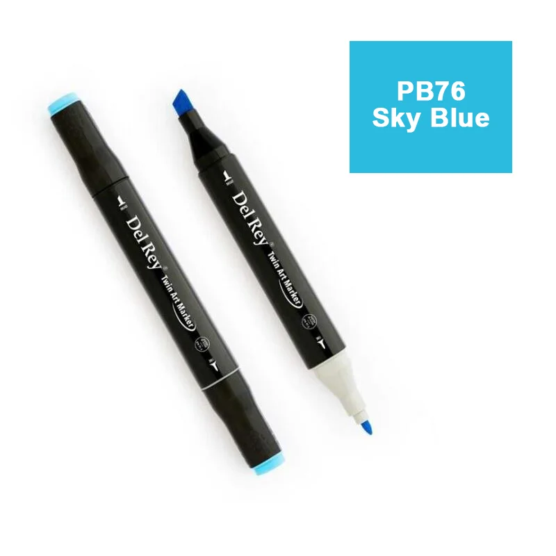 DEL REY TWIN MARKER PB76 SKY BLUE ÇİFT UÇLU GRAFİK KALEMİ MN-DR076 (Best)
