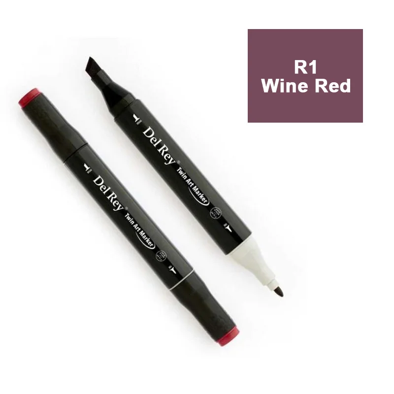 DEL REY TWIN MARKER R1 WINE RED ÇİFT UÇLU GRAFİK KALEMİ MN-DR001 (Best)
