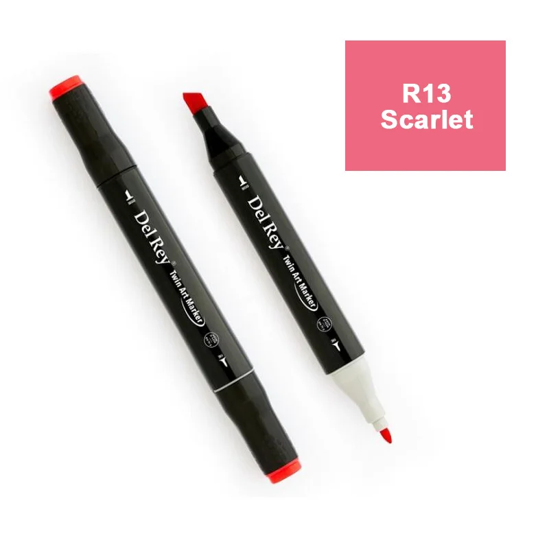 DEL REY TWIN MARKER R13 SCARLET ÇİFT UÇLU GRAFİK KALEMİ MN-DR013 (Best)