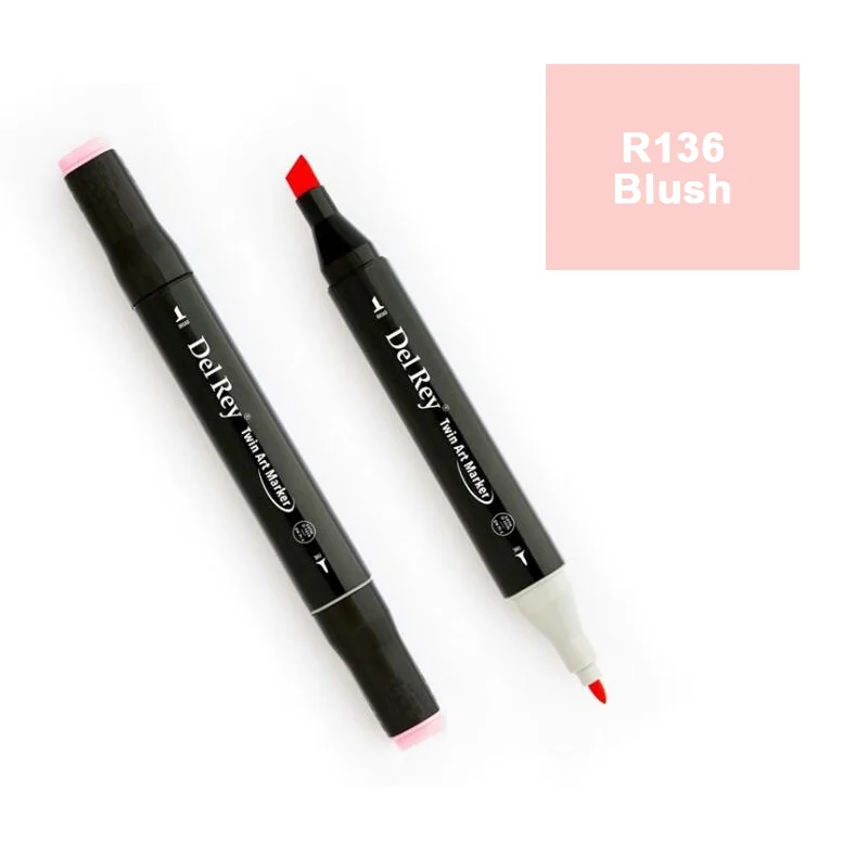 DEL REY TWIN MARKER R136 BLUSH ÇİFT UÇLU GRAFİK KALEMİ MN-DR136 (Best)