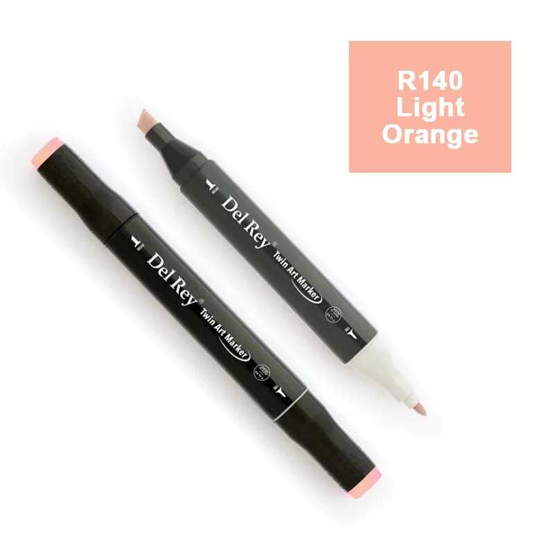 DEL REY TWIN MARKER R140 LIGHT ORANGE ÇİFT UÇLU GRAFİK KALEMİ MN-DR140 (Best)