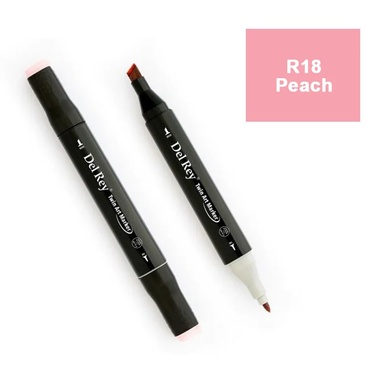 DEL REY TWIN MARKER R18 PEACH ÇİFT UÇLU GRAFİK KALEMİ MN-DR018 (Best)