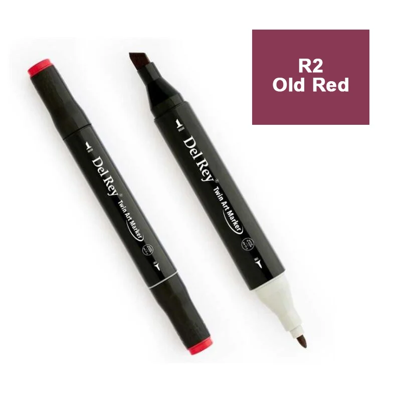 DEL REY TWIN MARKER R2 OLD RED ÇİFT UÇLU GRAFİK KALEMİ MN-DR002 (Best)