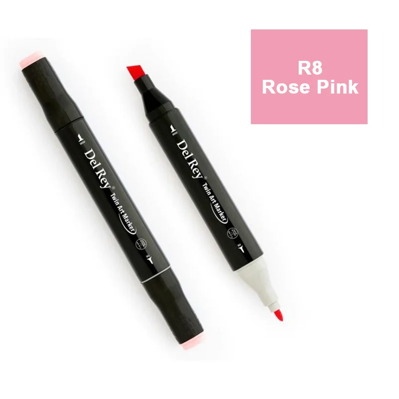 DEL REY TWIN MARKER R8 ROSE PİNK ÇİFT UÇLU GRAFİK KALEMİ MN-DR008 (Best)