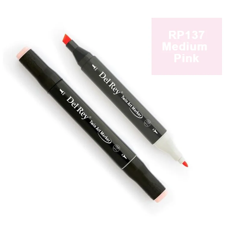 DEL REY TWIN MARKER RP137 MEDİUM PİNK ÇİFT UÇLU GRAFİK KALEMİ MN-DR137 (Best)