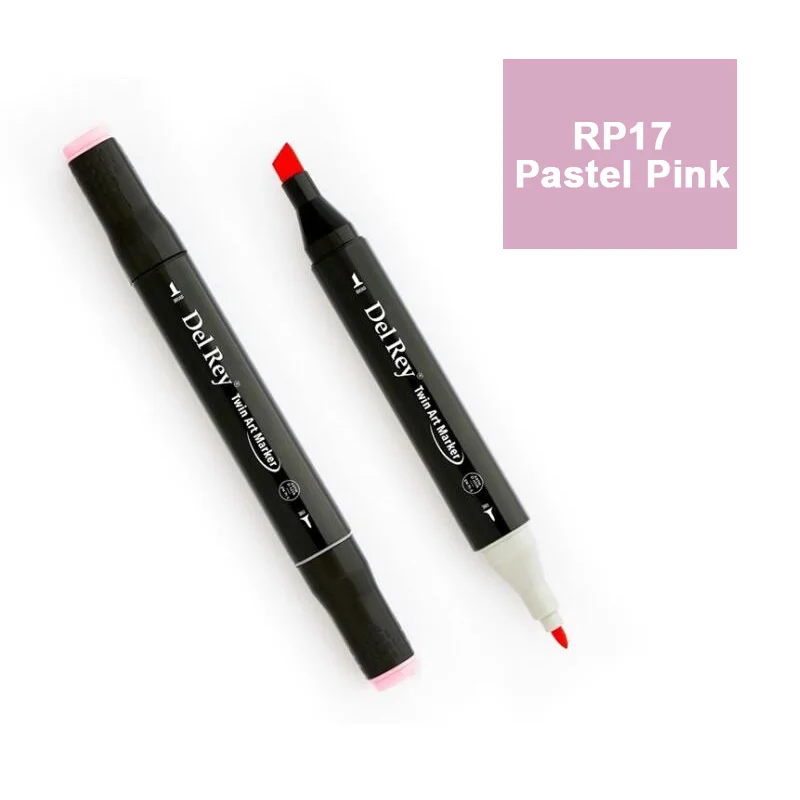DEL REY TWIN MARKER RP17 PASTEL PİNK ÇİFT UÇLU GRAFİK KALEMİ MN-DR017 (Best)