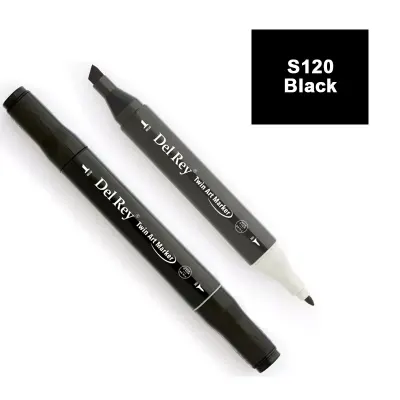 DEL REY TWIN MARKER S120 BLACK ÇİFT UÇLU GRAFİK KALEMİ MN-DRYS120 (Best)