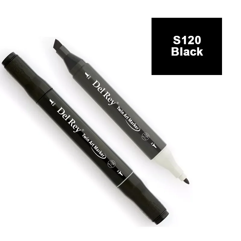 DEL REY TWIN MARKER S120 BLACK ÇİFT UÇLU GRAFİK KALEMİ MN-DRYS120 (Best)