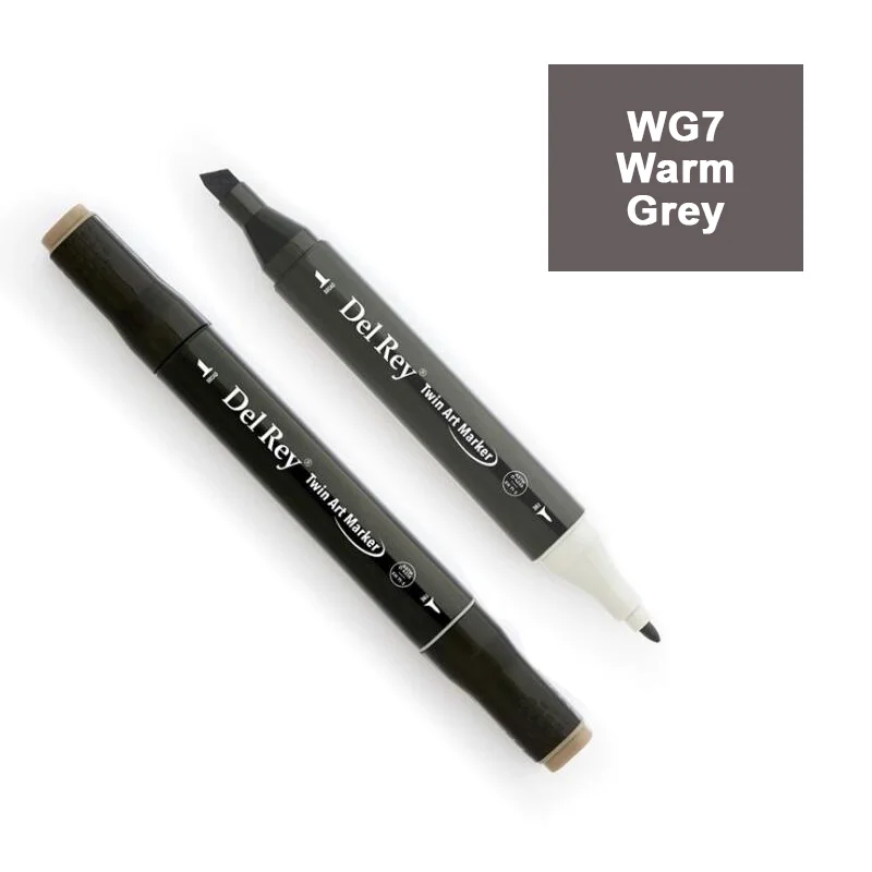 DEL REY TWIN MARKER WG7 WARM GREY ÇİFT UÇLU GRAFİK KALEMİ MN-DRWG7 (Best)