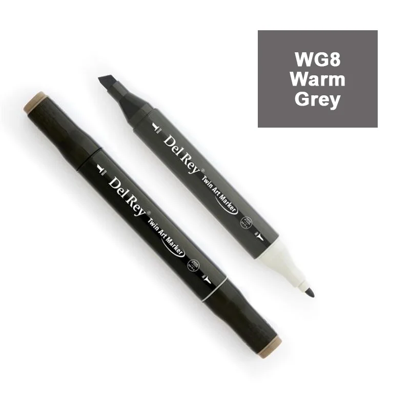 DEL REY TWIN MARKER WG8 WARM GREY ÇİFT UÇLU GRAFİK KALEMİ MN-DRWG8 (Best)