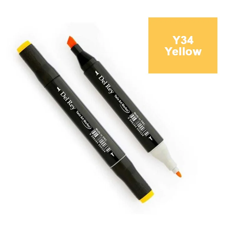 DEL REY TWIN MARKER Y34 YELLOW ÇİFT UÇLU GRAFİK KALEMİ  MN-DR034 (Best)