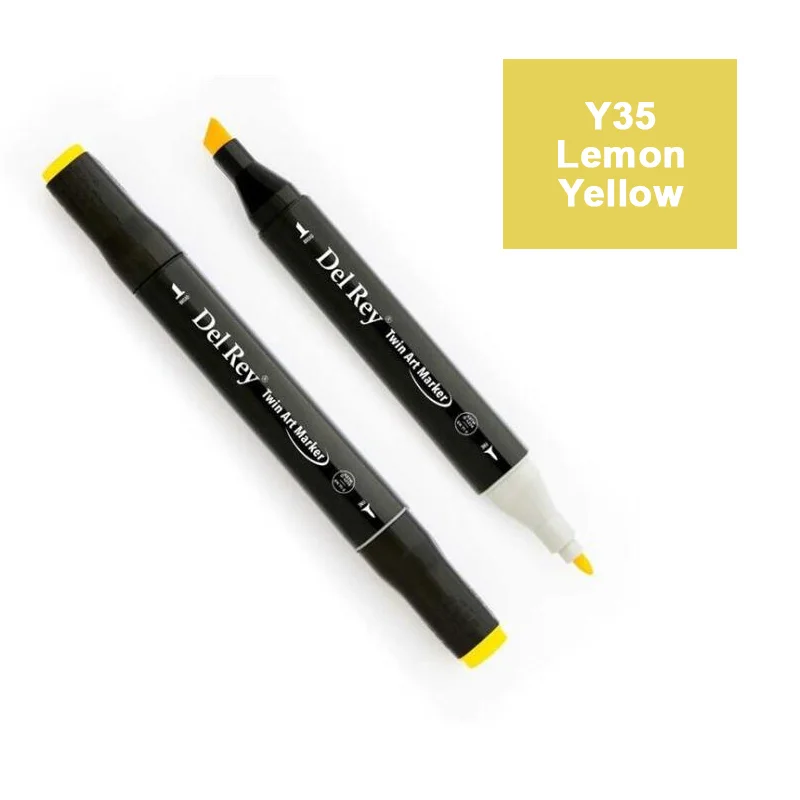 DEL REY TWIN MARKER Y35 LEMON YELLOW ÇİFT UÇLU GRAFİK KALEMİ  MN-DR035 (Best)