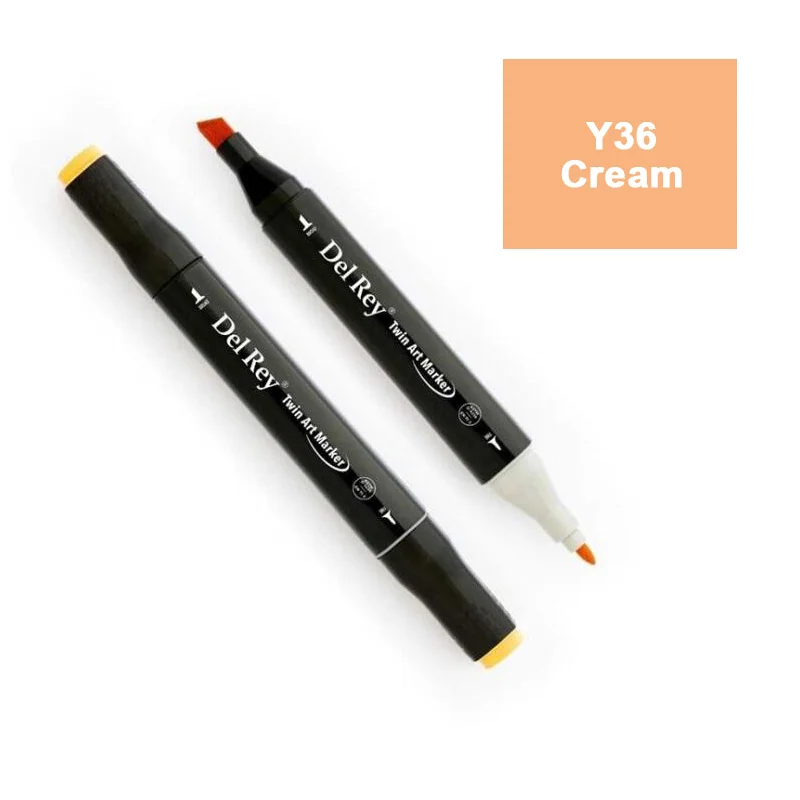 DEL REY TWIN MARKER Y36 CREAM ÇİFT UÇLU GRAFİK KALEMİ MN-DR036 (Best)