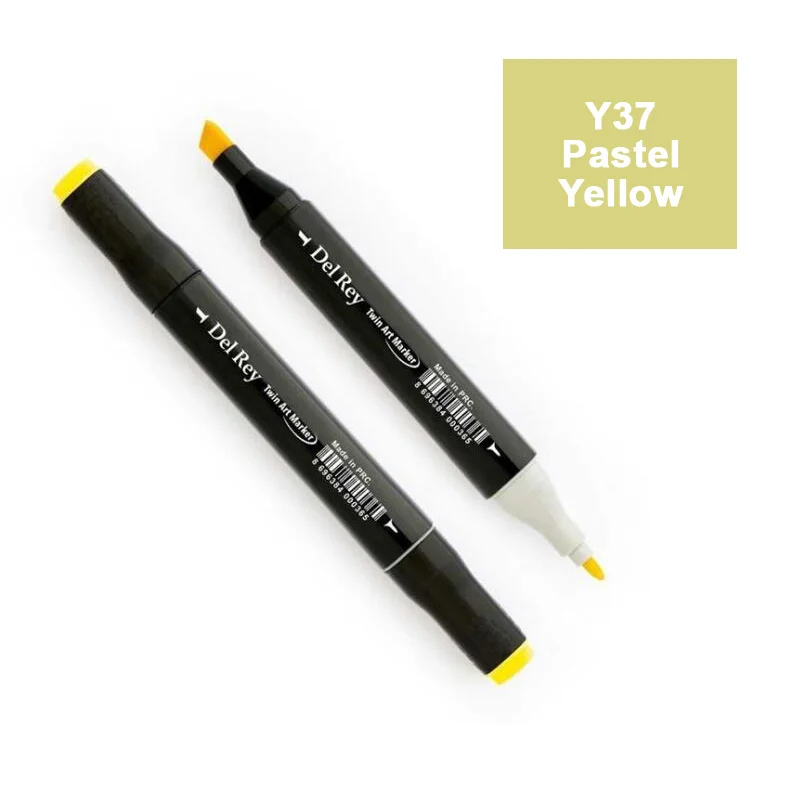 DEL REY TWIN MARKER Y37 PASTEL YELLOW ÇİFT UÇLU GRAFİK KALEMİ MN-DR037 (Best)