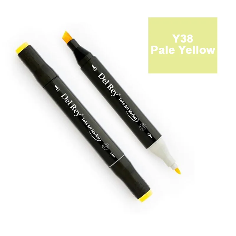 DEL REY TWIN MARKER Y38 PALE YELLOW  ÇİFT UÇLU GRAFİK KALEMİMN-DR038 (Best)