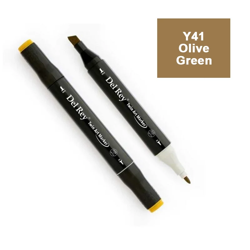 DEL REY TWIN MARKER Y41 OLİVE GREEN  ÇİFT UÇLU GRAFİK KALEMİ MN-DR041 (Best)